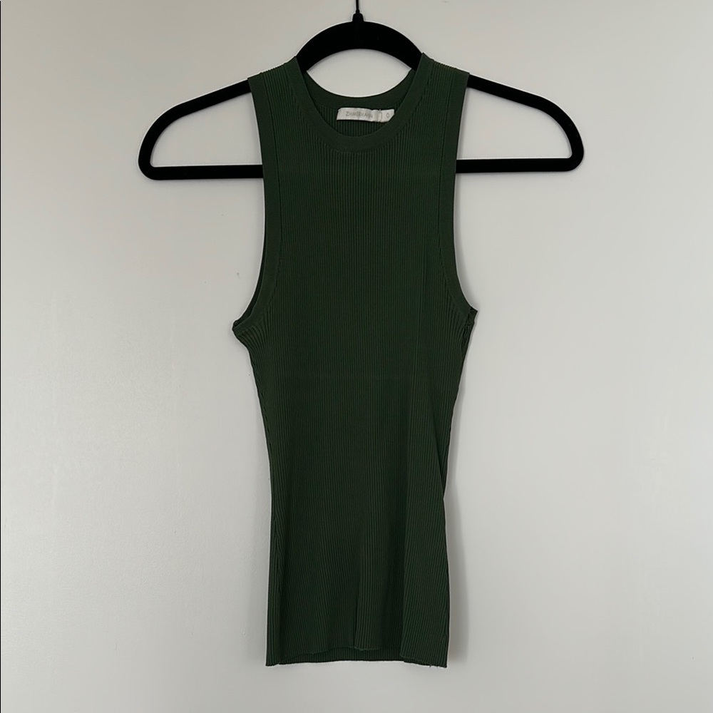 Zimmermann Green Sleeveless Ribbed Top